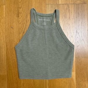 American Eagle Outfitters Olive Ribbed Crop Top